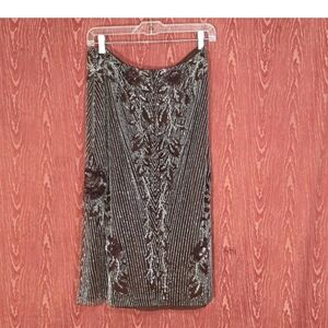 RALPH LAUREN PURPLE LABEL Long Beaded/Sequins Brown Skirt Women's Sz 4